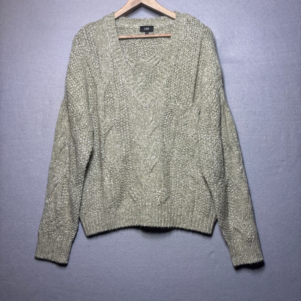LINE Alpaca‎ Wool Blend Sweater S Deep V Elevated Neutral Cozy Quiet Luxury Warm
